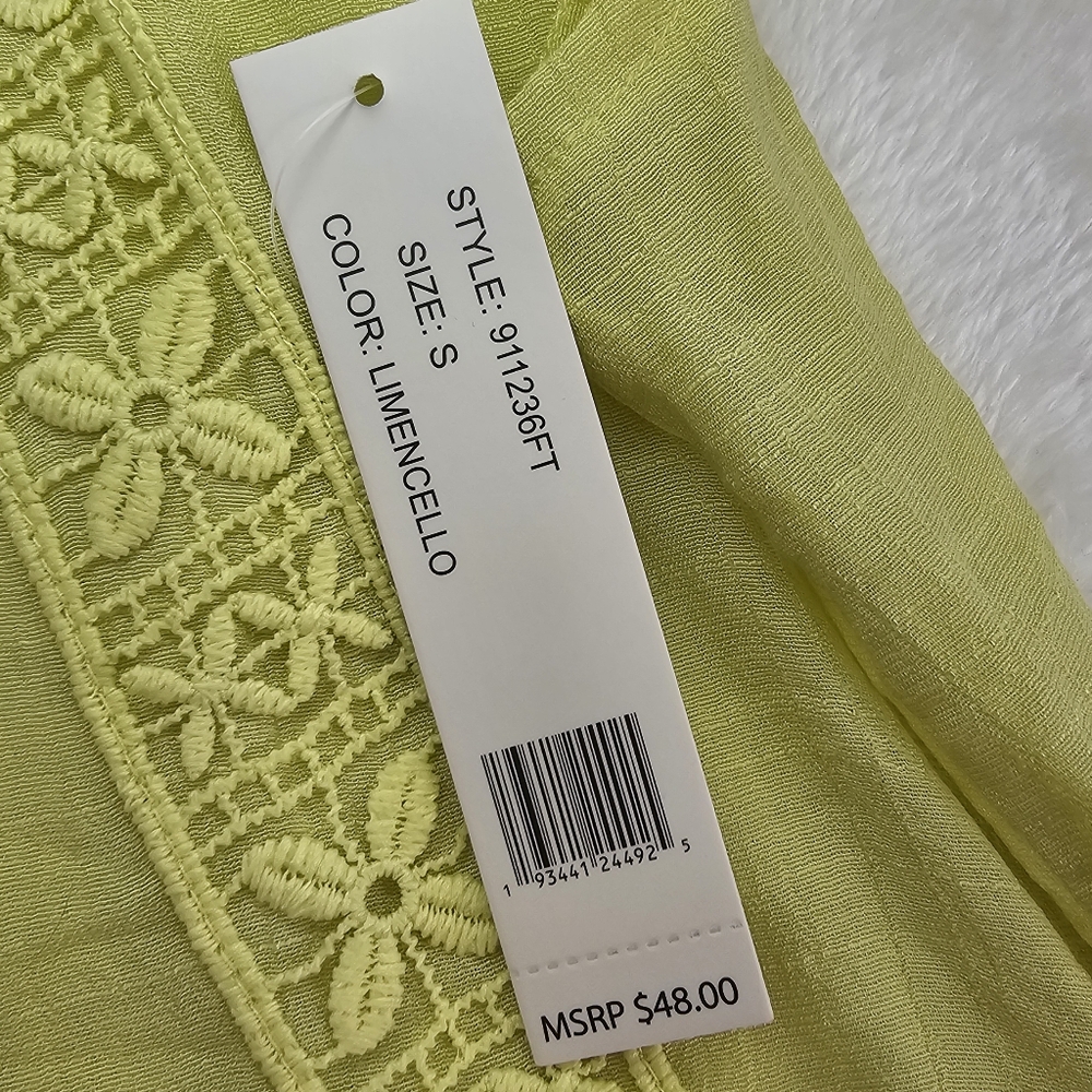 Fundamental Things Limencello Flutter Short Sleeve Lightweight Top Womens Small - Picture 5 of 12
